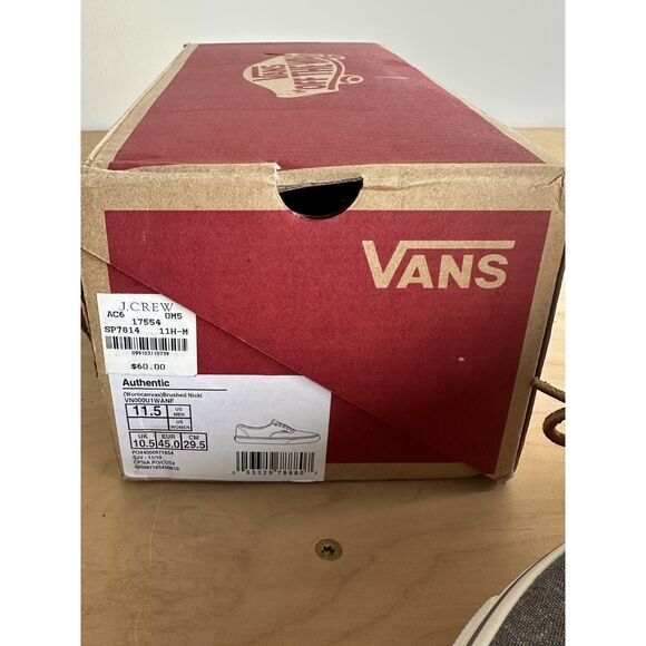 NWT Vans x J.Crew Authentic Gray Canvas Sneakers Men’s 11.5 main image 10